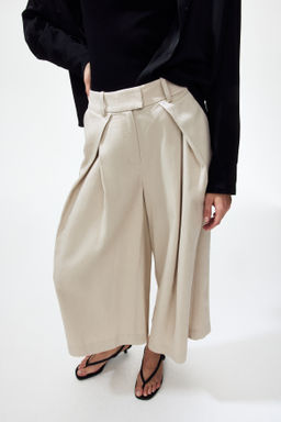 Pantal?n culotte en mezcla de lino con pliegues - H&m фото 4
