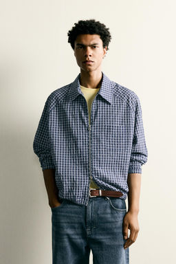 SOBRECAMISA CUADROS RELIEVE / Azul - Zara фото 2