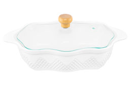 Блюдо д/зап и серв 32*20*14 см 1,5 л Ромбики ажур. + стекл крышка, на дер подставке - Elan gallery фото 13