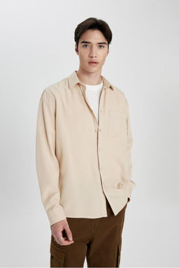 Рубашка из тенселя с длинным рукавом стандартного кроя