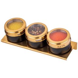 НАБОР ДЛЯ СПЕЦИЙ AGNESS 4 ПР.ЧЕРНОЕ ЗОЛОТО НА МАГНИТАХ, В Т.Ч. МЕТАЛ.ПОДСТАВКА 20*6*5 СМ