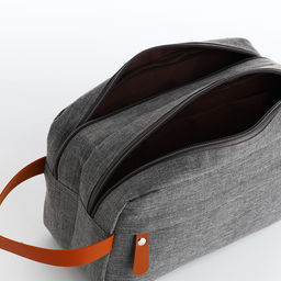 Косметичка дорожная на молнии с ручкой, с отделами, с карманом, серая - Simaland фото 3