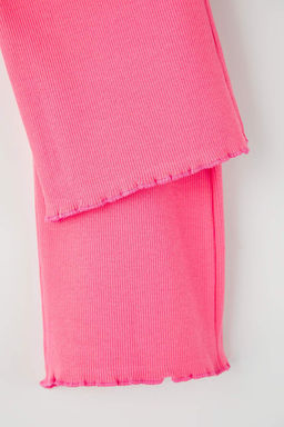 Lacivert-Pembe 2li K?z Cocuk Pamuklu Duz Orme Tayt TKDAW26TA00006 - Trendyolmilla фото 3