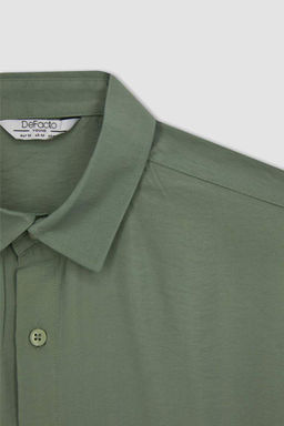 Рубашка из поплина с коротким рукавом стандартного кроя - Defacto фото 8