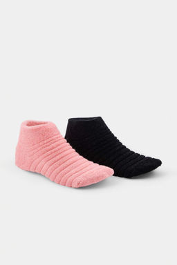 Siyah-Pembe 2li Pamuklu Jakar _rme _orap THMAW27CO00026