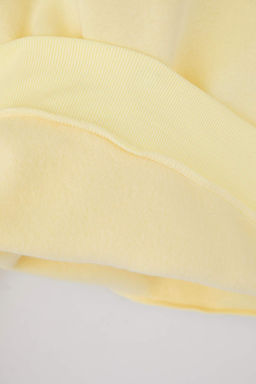 Ac?k Sar? Oversize/Rahat Kesim Basic Bisiklet Yaka Kal?n/Ici polarl? Orme Sweatshirt TWOAW24SW00102