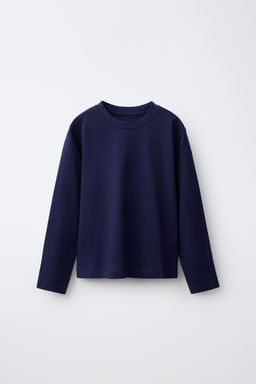CAMISETA MANGA LARGA LISA / Azul / ?ndigo