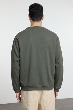 TRENDYOL MAN Haki Oversize/Genis Kesim Catlak Bask? Ici Polarl? Sweatshirt TMNAW25SW00062 - Trendyolmilla фото 5