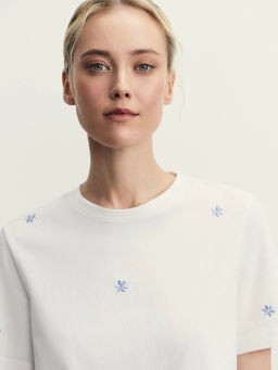 Футболка из хлопка с вышивкой / Zarina фото 7