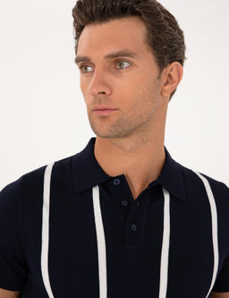 Lacivert Slim Fit Polo Yaka Triko T-shirt - Cacharel фото 2