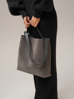 Замшевая сумка шоппер Olga DBR 30948 серый замок  фото 5