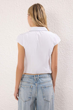 Trendyolmilla Beyaz Bedene Oturan Poplin Gomlek Gomlek TWOSS25GO00168  фото 5