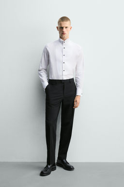 CAMISA SMOKING PU?O GEMELO / Blanco