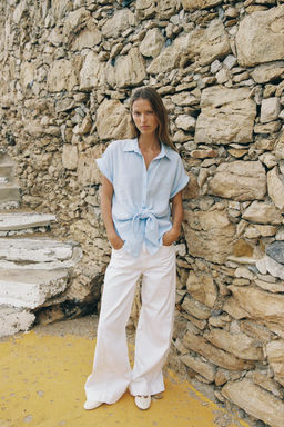 SHORT SLEEVE SHIRT WITH KNOT - Zara фото 8
