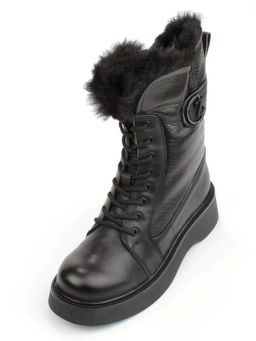 04-YPM5834A BLACK Ботинки зимние женские (натуральная кожа, натуральный мех)