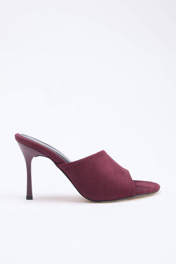 Bordo Suet 9 cm Kad?n Klasik Topuklu Ayakkab? TAKSS26TO00028