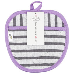 Прихватка с запахом 19х19см Лайн-3, форма Яблоко, рогожка 171г/м2, хлопок 100%, наполнитель - ватин 280г/м2, на пластмассовом подвесе, Домашняя мода (Россия)