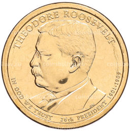 Монета 1 доллар 2013 года (D) США 26-й президент США Теодор Рузвельт