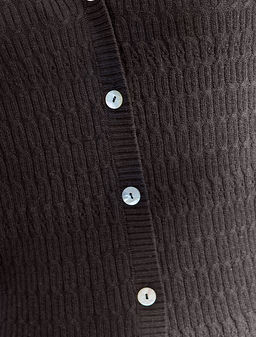 Кардиган тонкой ажурной вязки из хлопка и вискозы - Vilatte фото 2