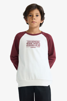 Oversize Geni_ Kal_p Bisiklet Yaka Nak__l_ Sweatshirt Erkek _ocuk - Defacto фото 3