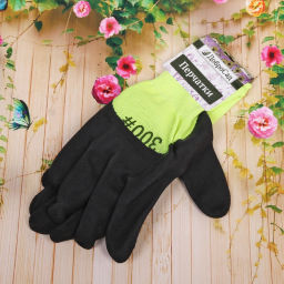 Цена за 12 шт. Перчатки нейлоновые с резиновым покрытием 3/4 облив 8 р-р ДоброСад