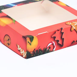 Цена за 20 шт. Коробка подарочная новогодняя складная с окном «Апельсин», 15×15×4 см