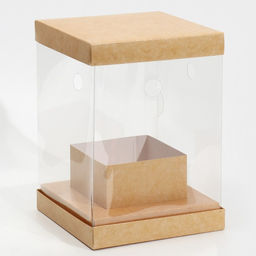 Коробка для цветов с вазой и PVC окнами складная Крафт, 16 х 23 х 16 см - Дарите счастье фото 2