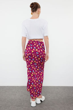 TRENDYOLMILLA Fusya Desenli Y?rtmac Detayl? Midi Boy Dokuma Etek TWOSS24ET00233  фото 5