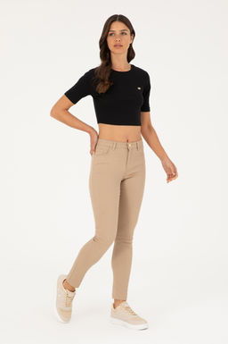 Женские брюки песочного цвета из парусины - U.s. polo assn фото 3