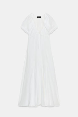 VESTIDO MIDI GASA GODETS / Blanco - Zara фото 7
