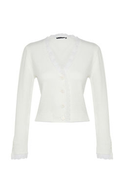 Trendyolmilla Ekru Yumusak Dokulu Dantel Detayl? Triko H?rka TWOAW24HI00131  фото 6