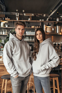 Gri Oversize/Geni_ Kesim Kap__onlu Etiketli __i Polar/S_cak Tutan Sweatshirt TMNAW21SW2005