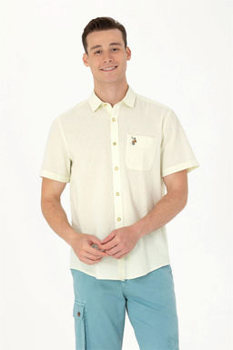 U. S. Polo Assn / Мужская светло-желтая рубашка с коротким рукавом - U.s. polo assn фото 8