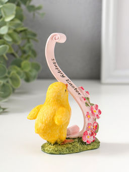 Фигурка полистоун Цыплёнок с цветочной лентой с пожеланием, 12 см