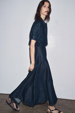 ZW COLLECTION DENIM SHIRT WITH TIES - Zara фото 4