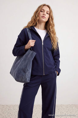 Lacivert Oversize Kap__onlu Yazl_k Ceket Mont TWOAW27MO00094 - Trendyolmilla фото 2