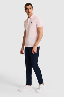 Erkek Slim Fit Polo Yaka A__k Pembe Basic Ti__rt