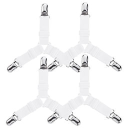 Держатель для простыни комплект из 4-х шт, 3 луча по 30см-3 зажима, с регулировкой длины, для матрасов, табуретов, стульев, скамеек, цвет белый (Китай)