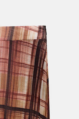 CHECKED MIDI SKIRT WITH CREASED EFFECT - Zara фото 7