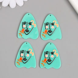 Цена за 4 шт. Декор для творчества акрил Девушка с тюльпаном. Абстракция, 0.2?3.1?4 см