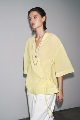 ZW COLLECTION STRIPED KIMONO WITH TIES