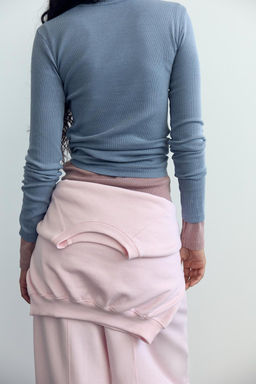 LONG SLEEVE WASHED EFFECT RIBBED T-SHIRT - Zara фото 8