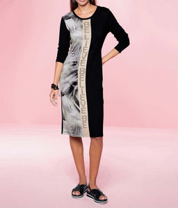 Платье, черное-экрю