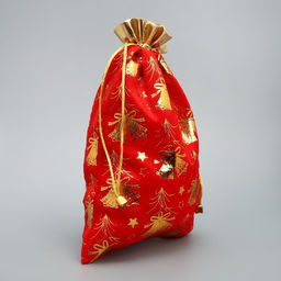 Мешочек подарочный плюш «Новогодний звон», колокольчики, тиснение, 20×30 см ± 1.5 см