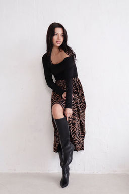 11321 Юбка А-силуэта кофейно-чёрная - Martichelli фото 8