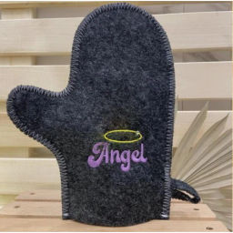 Цена за 2шт. Варежка банная с вышивкой "Angel", цвет серый, без упаковки
