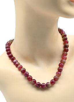 Бусы из камня кальцита шарик 10мм цв.клубничный, 44см