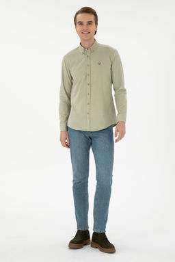 Мужская рубашка светло-хаки с длинным рукавом Неожиданная скидка в корзине - U.s. polo assn фото 4