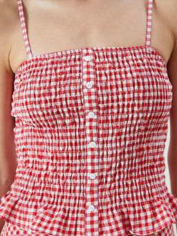 Kare Yaka Ekose Bluz