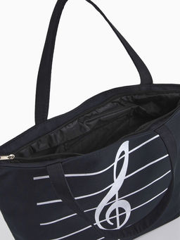 Сумка - шоппер «Музыка», на молнии, 42×9×32 см, с принтом, чёрная